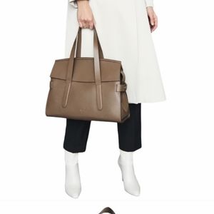 Reiss Chancery Leather Structured Satchel Bag